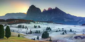 Trentino Prints: Alpe di Siusi in the Dolomites and the Sassolungo and Sassopiatto mountain