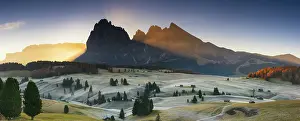 Trentino Prints: Alpe di Siusi in the Dolomites and the Sassolungo and Sassopiatto mountain