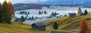 Alpe di Siusi in the Dolomites and the Sassolungo and Sassopiatto mountain, Trentino Alto Adige, Italy