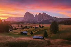 South Tyrol Prints: Alpe di Siusi (Seiser Alm) with the Sassolungo and Sassopiatto in the back