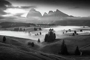 Malga Prints: Alpe di Siusi (Seiser Alm) with the Sassolungo and Sassopiatto in the back