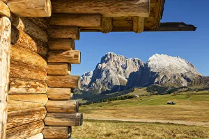 Sasso Lungo Prints: Alpe di Siusi with view of Sassolungo and Sassopiatto, Dolomites, Italy