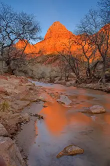 Fresh Water Prints: Alpenglow reflections in the North Fork of the Virgin River at sunset