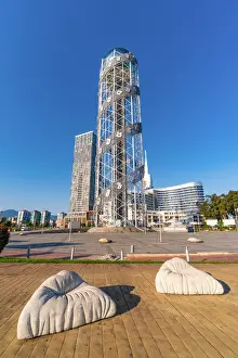 Western Asia Prints: The alphabet tower, exemple of modern architecture in Batumi, Agiara region, Georgia