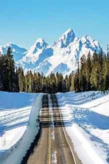 Wyoming Prints: Alpine Road Leading into the Grand Teton Mountain Range Grand Teton National Park