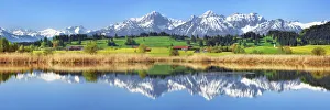 Farm Land Prints: Alpine upland in Allgaeu - Germany, Bavaria, Swabia, Forggensee, Rosshaupten