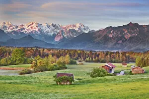 Alpine upland with Wetterstein Mountains - Germany, Bavaria, Upper Bavaria