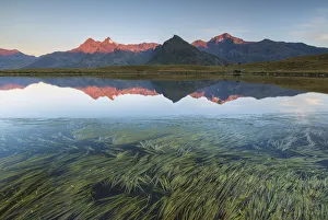 Madesimo Prints: Alps reflected on Lago degli Andossi at sunrise, Spluga valley, Madesimo, Sondrio province