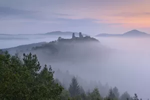 Daybreak Gallery: Altdahn Castle in sea of fog, Dahn, Palatinate Forest, Rhineland-Palatinate, Germany