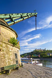 Engineering Prints: Alter Kranen (Old Cranes) beside River Main, Wurzburg, Bavaria, Germany