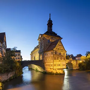 Altes Rathaus (Old Town Hall) at dusk, Bamberg (UNESCO World Heritage Site), Bavaria