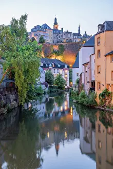 Luxembourg Prints: Alzette with Grund at dusk, Luxembourg