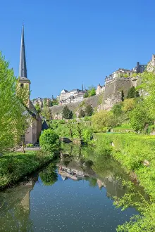 Luxembourg Prints: Alzette valley with Bock Kasematten and Neumunster abbey, Luxembourg