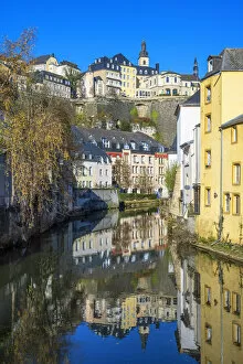 Images Dated 15th December 2021: Alzette valley with Eglise St. Michel, Grund, Luxembourg