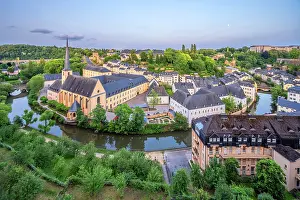 Luxembourg Prints: Alzette valley with Neumunster abbey in the evening light, Luxembourg