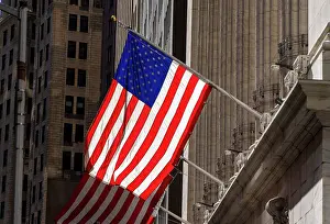Wall Street Prints: American flag, Wall Street, Manhattan, New York City, New York, USA