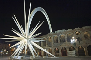Continental Gallery: Amphitheatre and shooting star monument at night