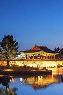 Gyeongju Prints: Anapji Pond (UNESCO World Heritage Site) at dusk, Gyeongju, South Korea