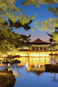 Gyeongju Prints: Anapji Pond (UNESCO World Heritage Site) at dusk, Gyeongju, South Korea