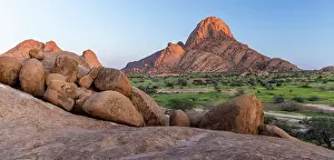Namibian Prints: Ancient granite mountains and boulders, Spitzkoppe, Namib Desert, Namibia