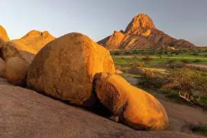Namibian Prints: Ancient granite mountains and boulders bathed in evening light