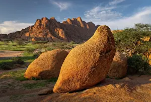 Namibian Prints: Ancient granite mountains and boulders bathed in evening light