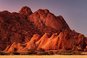 Namibia Prints: Ancient granite mountains and rock formations at dawn, Spitzkoppe, Namib Desert, Namibia