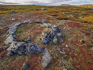 Nunavik Prints: Ancient Inuit Tent Ring on Wolf Lake, Nunavik, Quebec, Canada