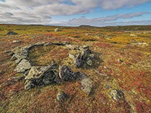 Nunavik Prints: Ancient Inuit Tent Ring on Wolf Lake, Nunavik, Quebec, Canada