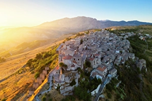 Southern Italy Prints: ancient town of Petralia Soprana, built on a cliff, Palermo district, Sicily, Italy