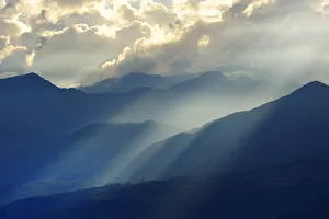 Rays Prints: Andes mountains behind the Colonial Town of Barichara, Colombia, South America
