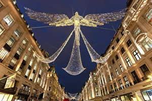 Christmas Lights Prints: The Angel on Regent Street, at Christmas, West End, London, England, UK