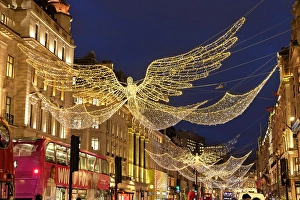 Christmas Lights Prints: The Angel on Regent Street, at Christmas, West End, London, England, UK