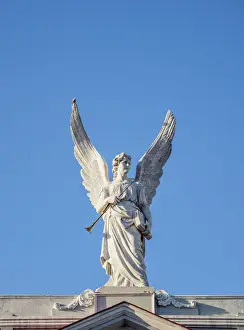 Santiago De Cuba Prints: Angel Sculpture at Nuestra Senora de la Asuncion Cathedral, Santiago de Cuba