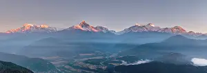 Range Prints: Annapurna mountain range inc Machhapuchhare (Fishtail) from Sarangkot near Pokhara