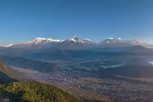 Range Prints: Annapurna mountain range inc Machhapuchhare (Fishtail) from Sarangkot near Pokhara