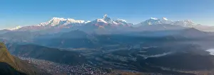 Range Prints: Annapurna mountain range inc Machhapuchhare (Fishtail) from Sarangkot near Pokhara