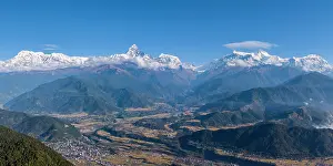 Range Prints: Annapurna mountain range inc Machhapuchhare (Fishtail) from Sarangkot near Pokhara