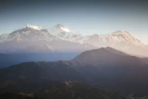 Images Dated 14th March 2017: Annapurna mountain range at sunrise, Pokhara, Nepal