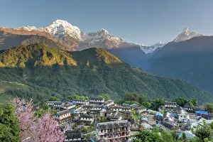 Gandaki Province Prints: Annapurna South and Ghandruk village, Annapurna Region, Gandaki Province, Nepal