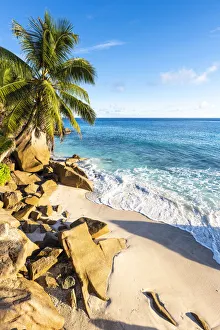 Granite Prints: Anse Patates beach, La Digue, Seychelles, Africa