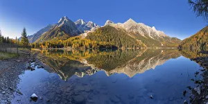 Antholzer see in the Antholz valley, South Tyrol, Bolzano, Italy