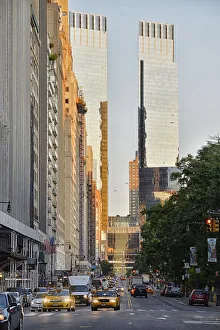 Vehicles Prints: AOL Time Warner Building at first light, 59th street, Buildings, Midtown, Manhattan, USA