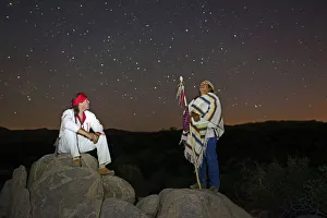 Night Sky Prints: Two Apache Indians, Apache Spirit Ranch, Tombstone, Arizona, USA MR