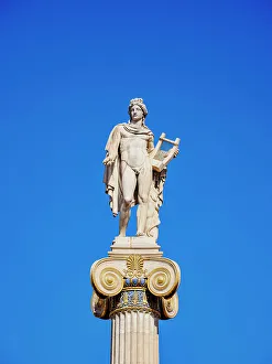 Academy Prints: Apollo with Lyre Column in front of The Academy of Athens, Athens, Attica, Greece