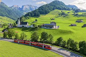 Train Prints: Appenzeller Bahnen (Appenzell Railways) light rail train near Appenzell