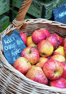 Shop Prints: Apples on sale in a village market, Kent, England