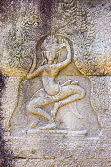 Siem Reap Province Prints: Apsara dancer, stone carvings at Banteay Kdei temple, Angkor, UNESCO World Heritage Site