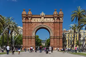 19th Century Prints: The Arc deTriomf or Arch of Triumph bult as main access gate for the 1888 Barcelona