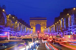 Traffic Collection: Arc De Triomphe And Xmas Decorations, Avenue des Champs-Elysees, Paris, France, Western